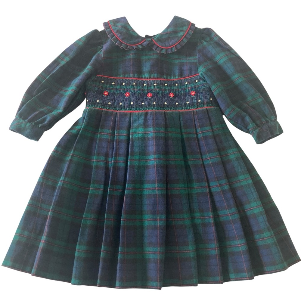 Just Friends vintage smocked tartan plaid dress